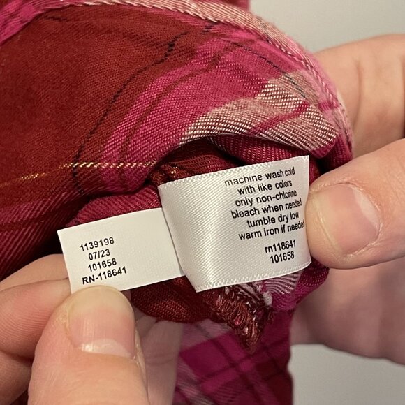 NWT Lane Bryant Womens No-Peek Plaid Button-Up Shirt 34/36 Red Pink Cotton/Visco - Picture 8 of 11